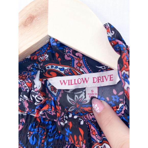 Willow Drive Women's Paisley Print Chiffon Blouse Long Sleeve Ruffle Cuff Small - Picture 7 of 7